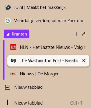Orden je tabbladen in tabgroepen.